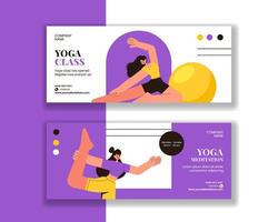 Horizontal Banner Design for Yoga and Meditation Practices in Flat Style vector