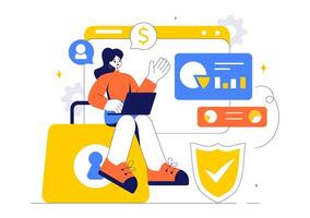 Illustration of Cyber Threat Analysis with Risk Assessment and Security Measures vector
