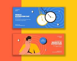 World Hypnotism Day Horizontal Banner in Hand-Drawn and Cartoon Style vector