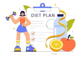 Healthy Lifestyle Illustration Focusing on Balanced Diet and Fresh Food Choices in a Cartoon Background vector