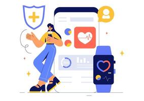Illustration of Innovative HealthTech Devices for Everyday Use in a Flat Cartoon Style vector