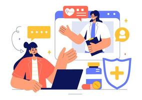 Smart Health Devices Illustration for Daily Health Condition Monitoring in Flat Background vector