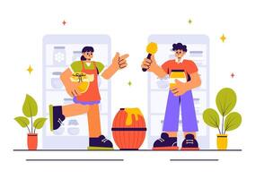 Bee and Honeycomb Illustration for a Honey Store in a Flat Style Design vector