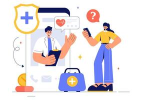 Modern HealthTech Illustration Featuring Smart Gadgets for Tracking Well-Being in a Flat Style vector