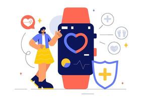 Modern Health Tracking Devices Illustration for Everyday Use in a Flat Style Design vector