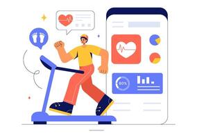 Digital Health Illustration Featuring High-Tech Devices for Monitoring Health in a Flat Background vector