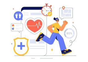 HealthTech Devices Illustration Featuring Everyday Life Technology for Health Monitoring in a Flat Background vector