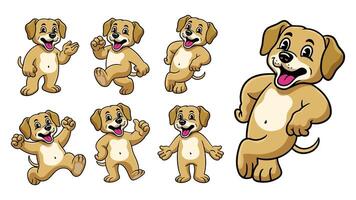 Cartoon Character Set of Happy Labrador vector