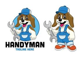 Happy Beagle Mechanic Mascot Character vector