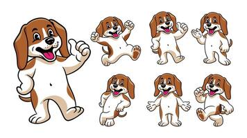 Cartoon Character Set of Happy Beagle vector