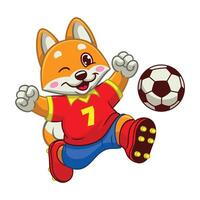 Happy Shiba Inu Soccer Player Mascot vector