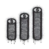 Spray Painted Word Graffiti Dollar coin icon isolated on white background. Dollar coin icon graffiti note with overspray in black on white. vector
