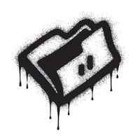 Spray Painted Graffiti folder symbol Sprayed isolated on white background. graffiti folder icon with overspray in black on white. vector