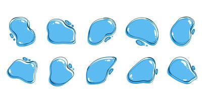 Hand Drawn Liquid Organic Blobs. Irregular Water Blots in Cartoon Style. Abstract and simple figures with dynamic shapes. Modern asymmetric spots. vector