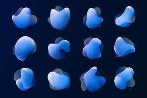 Modern Blue Liquid Organic Blobs. Water Blots with vibrant colors perfect for social media. Abstract and simple figures. Irregular dynamic shapes. Modern asymmetric spots vector
