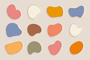 Vintage Hand Drawn Liquid Organic Blobs Forms Isolated on White Background. Blots with vibrant colors. Abstract and simple figures. Irregular dynamic shapes. Modern asymmetric spots vector