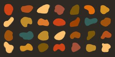 Colorful Asymmetric Blobs. Liquid Organic Random Abstract Forms. Blots with vibrant colors and scribble texture. Simple figures. Irregular dynamic shapes. Modern asymmetric spots vector