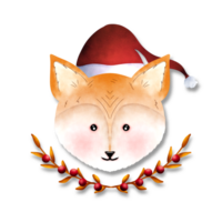 A fox wearing a santa hat on a Transparent background png