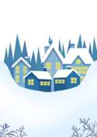Winter scene with houses and trees in the snow png