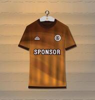 Sports jersey design with an abstract color combination of orange and black with a smooth line pattern theme vector