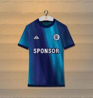 Sports uniform jersey design with an abstract color combination of light blue and dark blue with a smooth line pattern theme vector