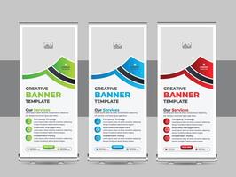 Modern roll up banner design template or standee, flag banner, pull up design for print media vector