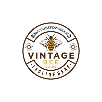 Bee, Honey Company Vintage Logo design