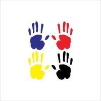 Illustration of four palms of different colors vector