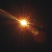 bright starburst with radiant light and lens flare creates stunning visual effect, evoking sense of wonder and cosmic beauty. vibrant colors and dynamic rays enhance overall impact photo