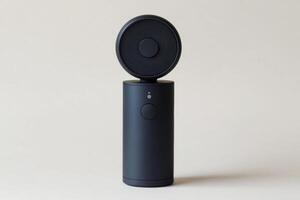 sleek modern standing fan with quiet motor and minimalist design, perfect for any contemporary space photo