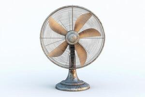 vintage standing fan with rustic design and quiet motor, perfect for adding classic touch to any room. Its metal frame and wooden blades enhance its charm photo