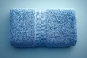 Soft oversized cotton bath towel in calming blue color, perfect for adding comfort and style to your bathroom decor. Ideal for drying off after shower or bath photo