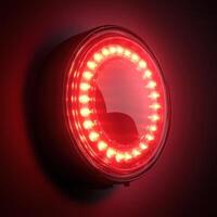 Emergency lamp shining bright red light, signaling urgency and alertness. Ideal for safety and visibility in critical situations photo