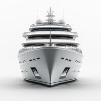 Luxury cruise ship with sleek design and multiple decks, showcasing modern architecture and elegance. front view highlights its impressive size and features photo