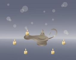 diwali lantern and candle light on decorate background vector