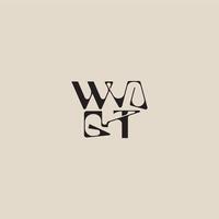 bold style and luxury concept WT elegant initial logo letter curved typography monogram vector