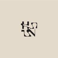 curved typography monogram elegant initial logo letter bold style and luxury concept HN vector