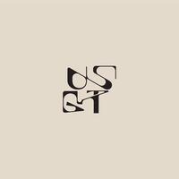 bold style and luxury concept UT elegant initial logo letter curved typography monogram vector