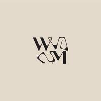 bold style and luxury concept WM elegant initial logo letter curved typography monogram vector