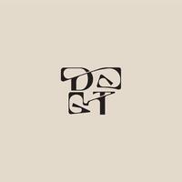 curved typography monogram DT bold style and luxury concept elegant initial logo letter vector