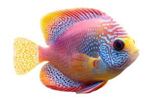 a colorful discus fish with a transparent background png
