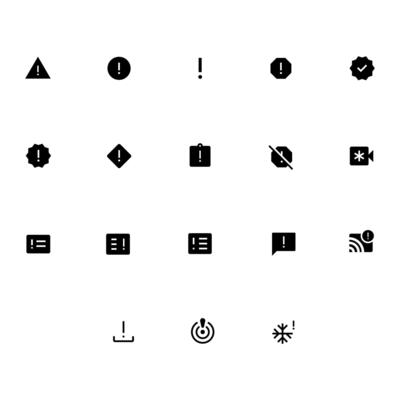 Big set of news warning sign collection. Warning symbol. Solid and bold. Minimal and modern symbols. Eps 10.