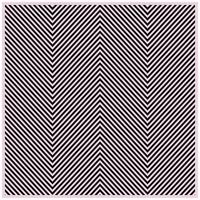 Black and white zigzag pattern creating a visual illusion on a pink background, creating a striking visual contrast. vector