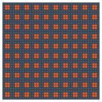Grid pattern of orange and blue squares forming a repetitive design on a grey background. vector