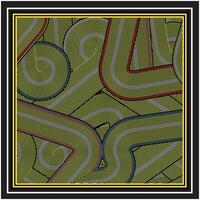 A pattern of green and white lines. The lines are twisted and overlapping. The pattern is abstract and has a sense of movement vector