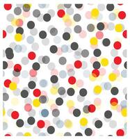 Abstract pattern with overlapping circles in gray, red, yellow, and black on a white background. vector