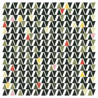 Seamless triangular print, pattern of black triangles with occasional colored triangles interspersed. vector