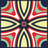 Abstract colorful symmetric pattern with red, green, yellow, and blue shapes, A vibrant pattern featuring a prominent cross at the center, surrounded by a mix of bright colors and shapes. vector