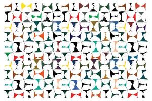 A grid of squares with quarter-circle shapes creating a geometric pattern in various colors. vector