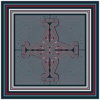Abstract Line art Square Print Scarf with border vector